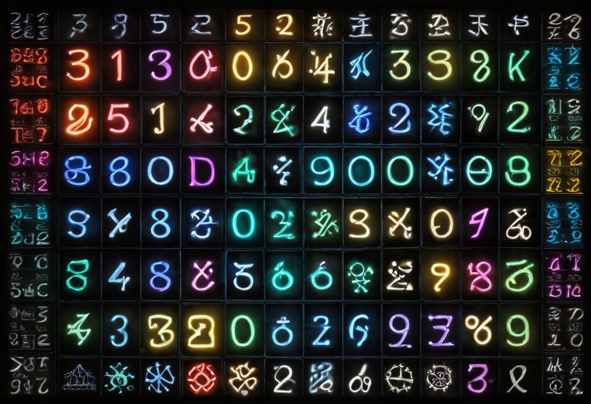 A high-contrast, visually striking Sudoku grid with vibrant colors glowing against a dark background, featuring various innovative symbols representing logic strategies like arrows and gears. Include a person deep in thought with a pencil in hand, surrounded by mathematical equations and patterns. Showcase a blend of random puzzles and solutions to illustrate the challenge. The atmosphere should evoke excitement and intellectual stimulation. super-realistic. vibrant colors. dark background.